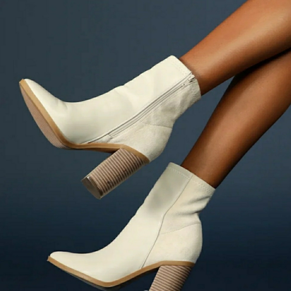 Lulus Elegant Bone Colored Ankle Boots
